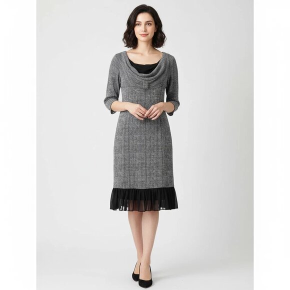 Vintage Vision Apparel Silk Cocktail Dress Women’s 4 Black Geometric Print Midi - Picture 1 of 13